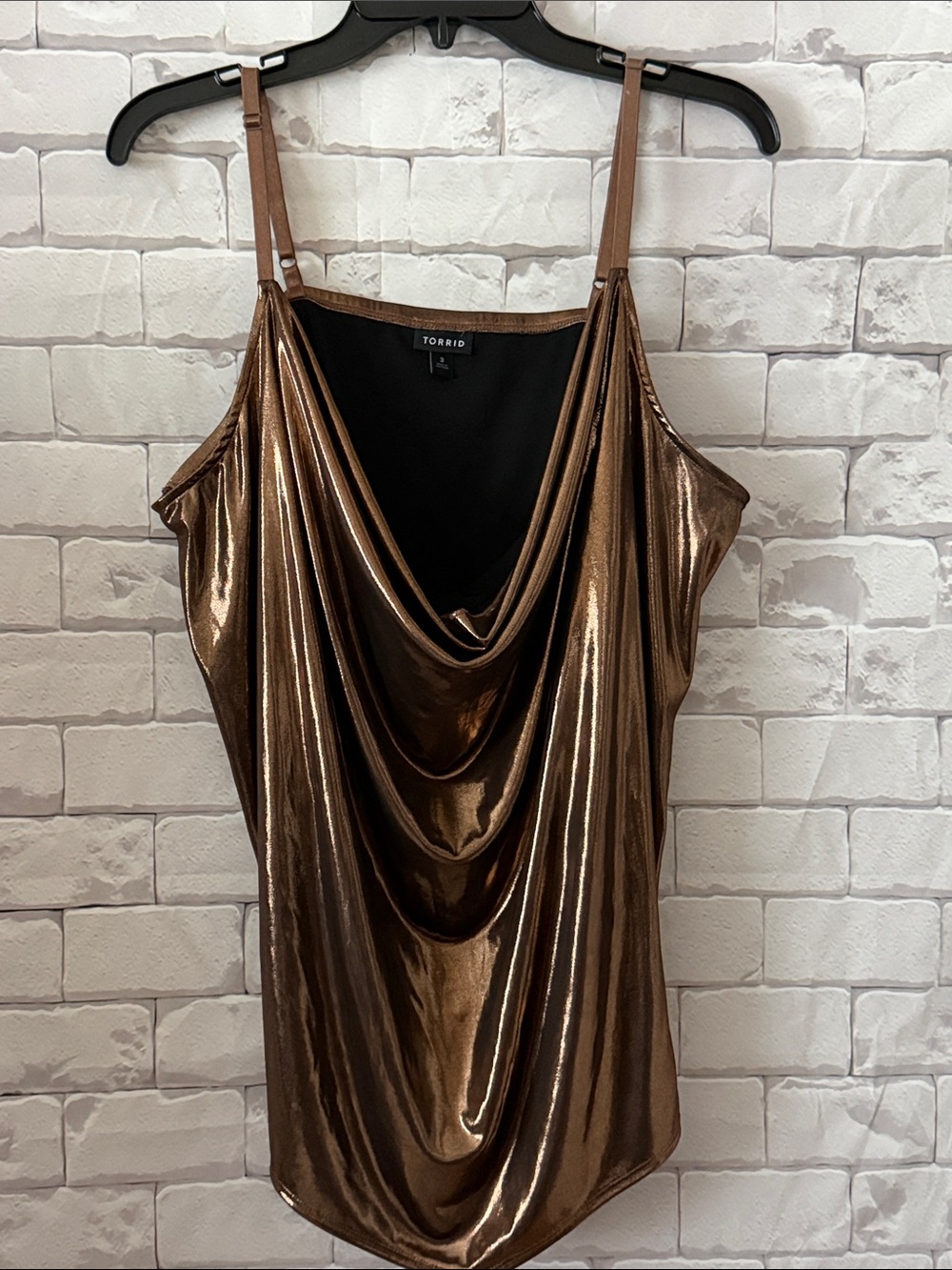 torrid Metallic Bronze Draped Cowl Neck Camisole